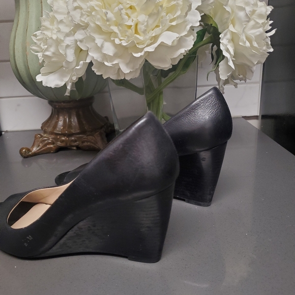 Black Leather Wedges - Picture 2 of 5